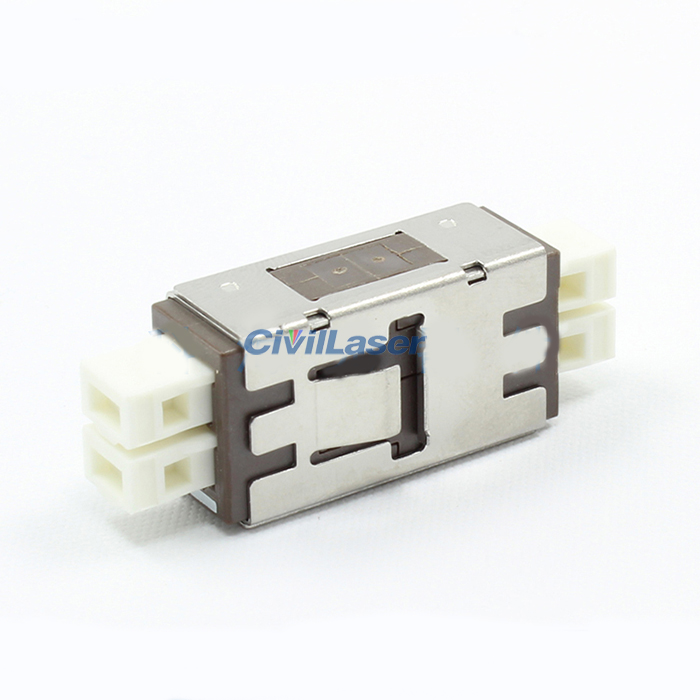 MU Single Mode Double Core Metal Fiber Optic Adapter